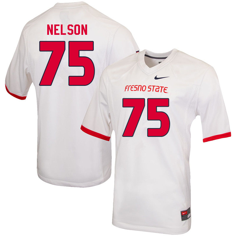 Men #75 Braylen Nelson Fresno State Bulldogs College Football Jerseys Sale-White